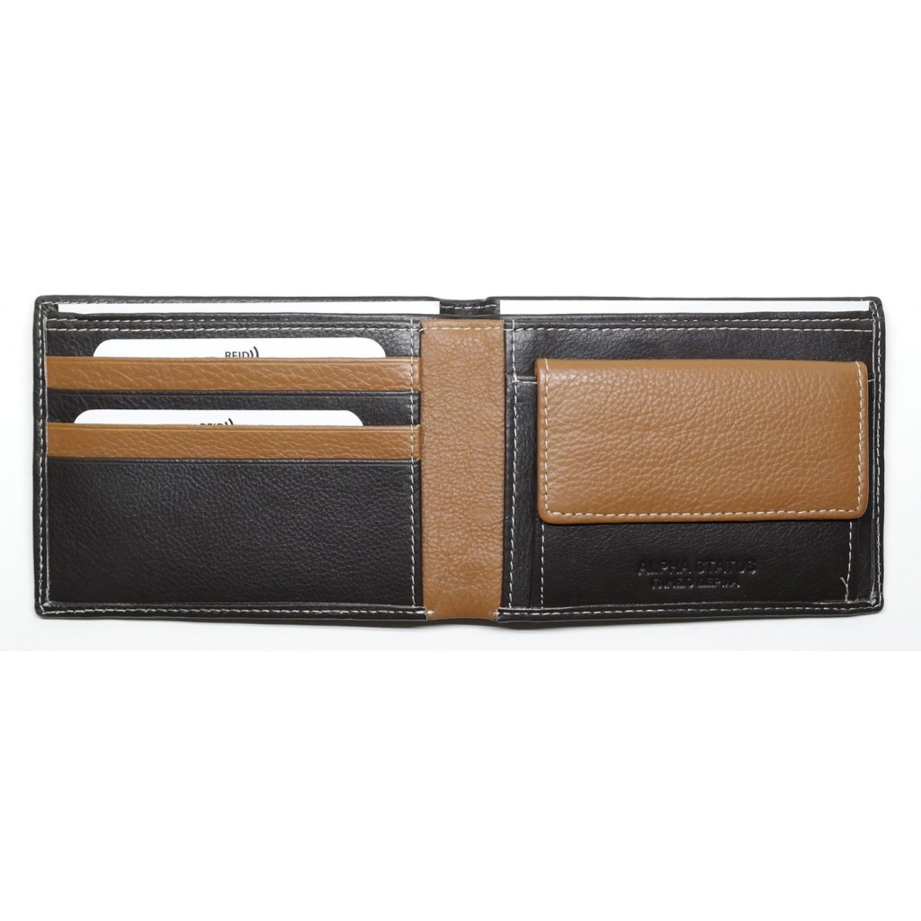 Δερμάτινο Πορτοφόλι ALPHA STATUS 10101-0 RFID COCCOA BROWN