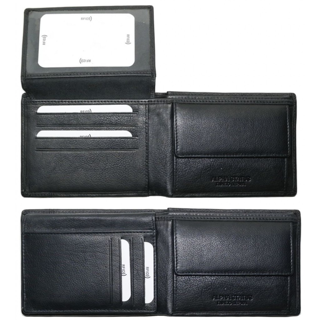 Δερμάτινο Πορτοφόλι ALPHA STATUS 10101-F RFID BLACK