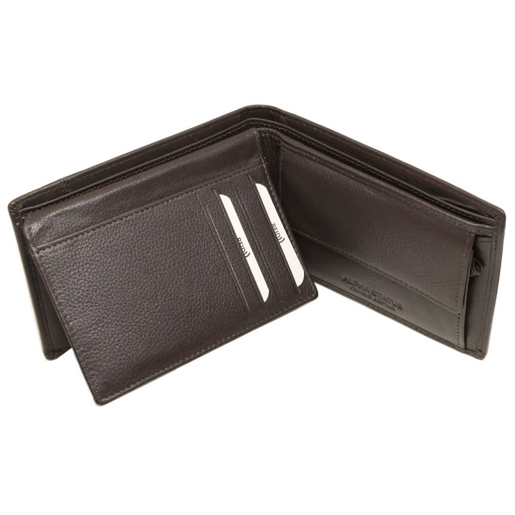 Δερμάτινο Πορτοφόλι ALPHA STATUS 10101-F RFID COCCOA BROWN