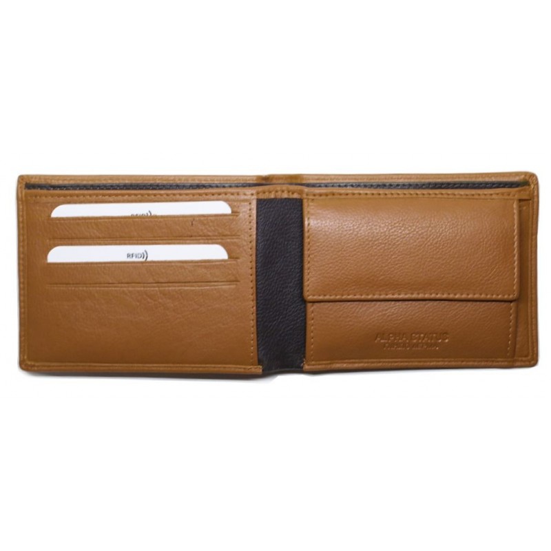 Δερμάτινο Πορτοφόλι ALPHA STATUS 10103-0 RFID TAN