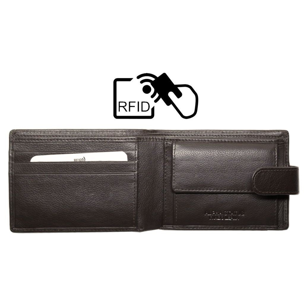Δερμάτινο Πορτοφόλι ALPHA STATUS 10113-0 RFID COCCOA BROWN