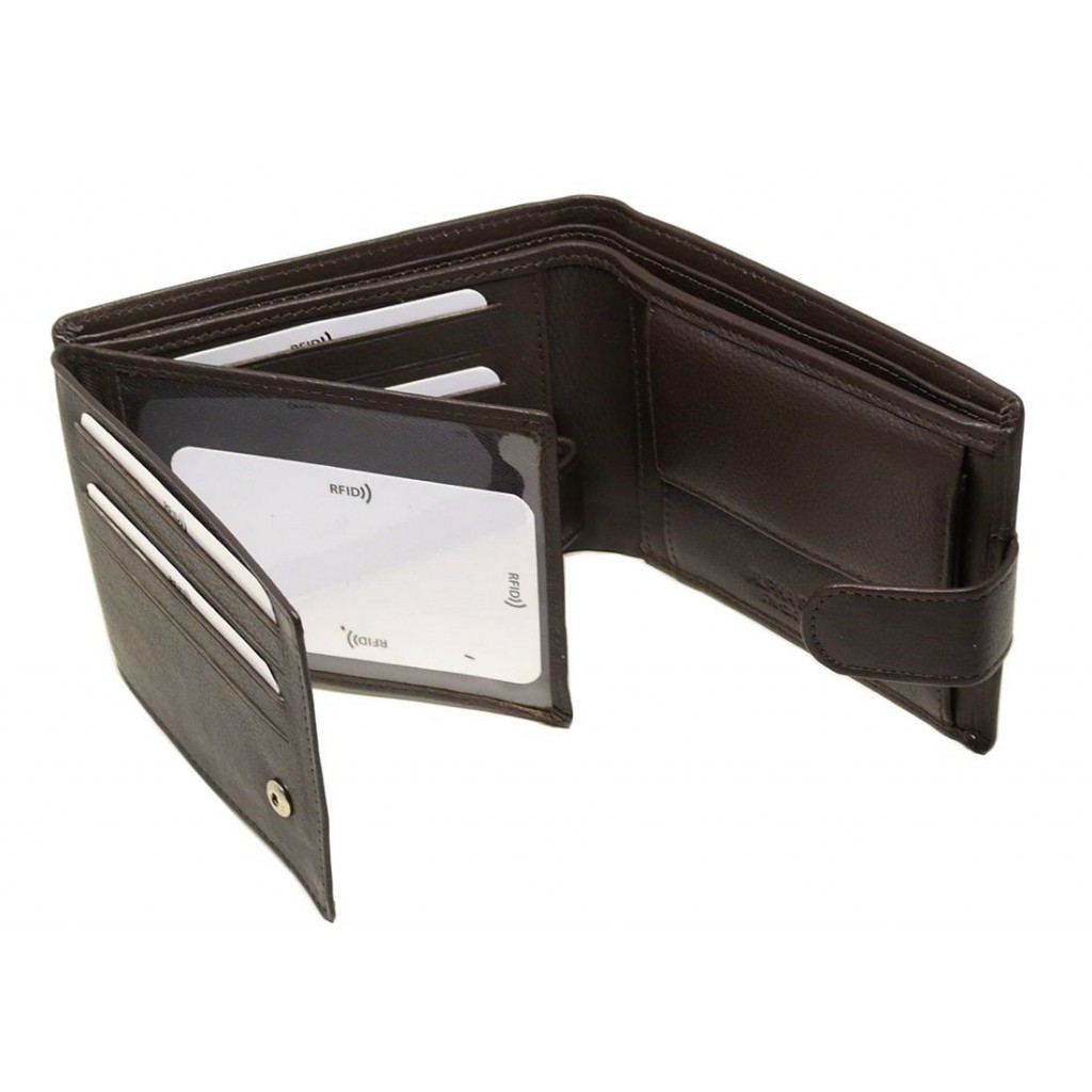 Δερμάτινο Πορτοφόλι ALPHA STATUS 10106-0 RFID COCCOA BROWN