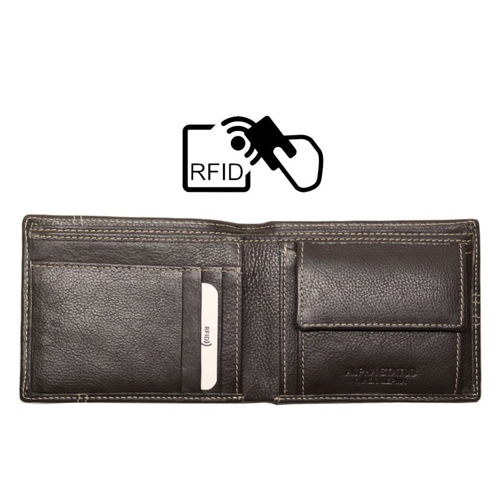 Δερμάτινο Πορτοφόλι ALPHA STATUS 10115-0 RFID COCCOA BROWN