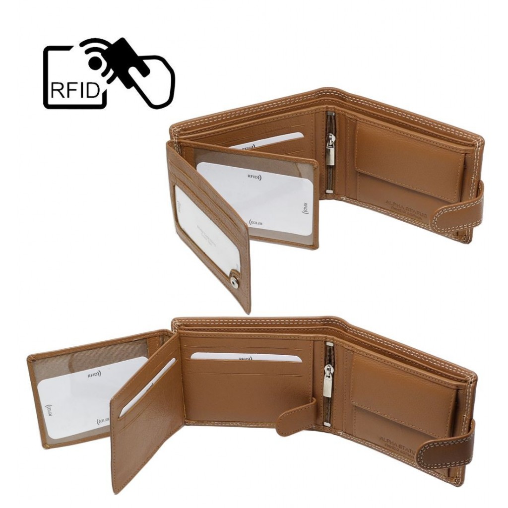 Δερμάτινο Πορτοφόλι ALPHA STATUS 10111-0 RFID ΤΑΝ