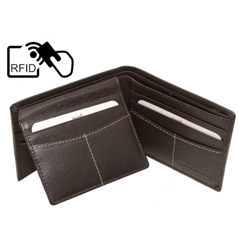 Δερμάτινο Πορτοφόλι ALPHA STATUS 10109-0 RFID COCCOA BROWN