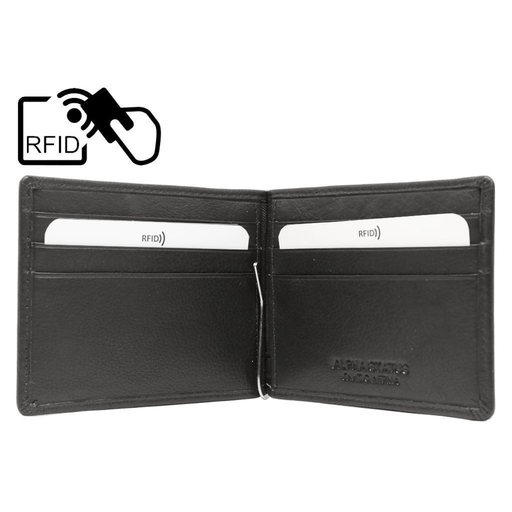 Δερμάτινο Πορτοφόλι ALPHA STATUS 10112-0 RFID BLACK ΜΕ ΠΙΑΣΤΡΑ
