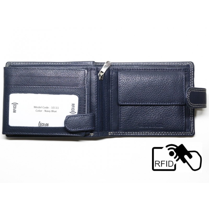 ALPHA STATUS 10111-0 RFID NAVY BLUE ΔΕΡΜΑΤΙΝΟ ΠΟΡΤΟΦΟΛΙ