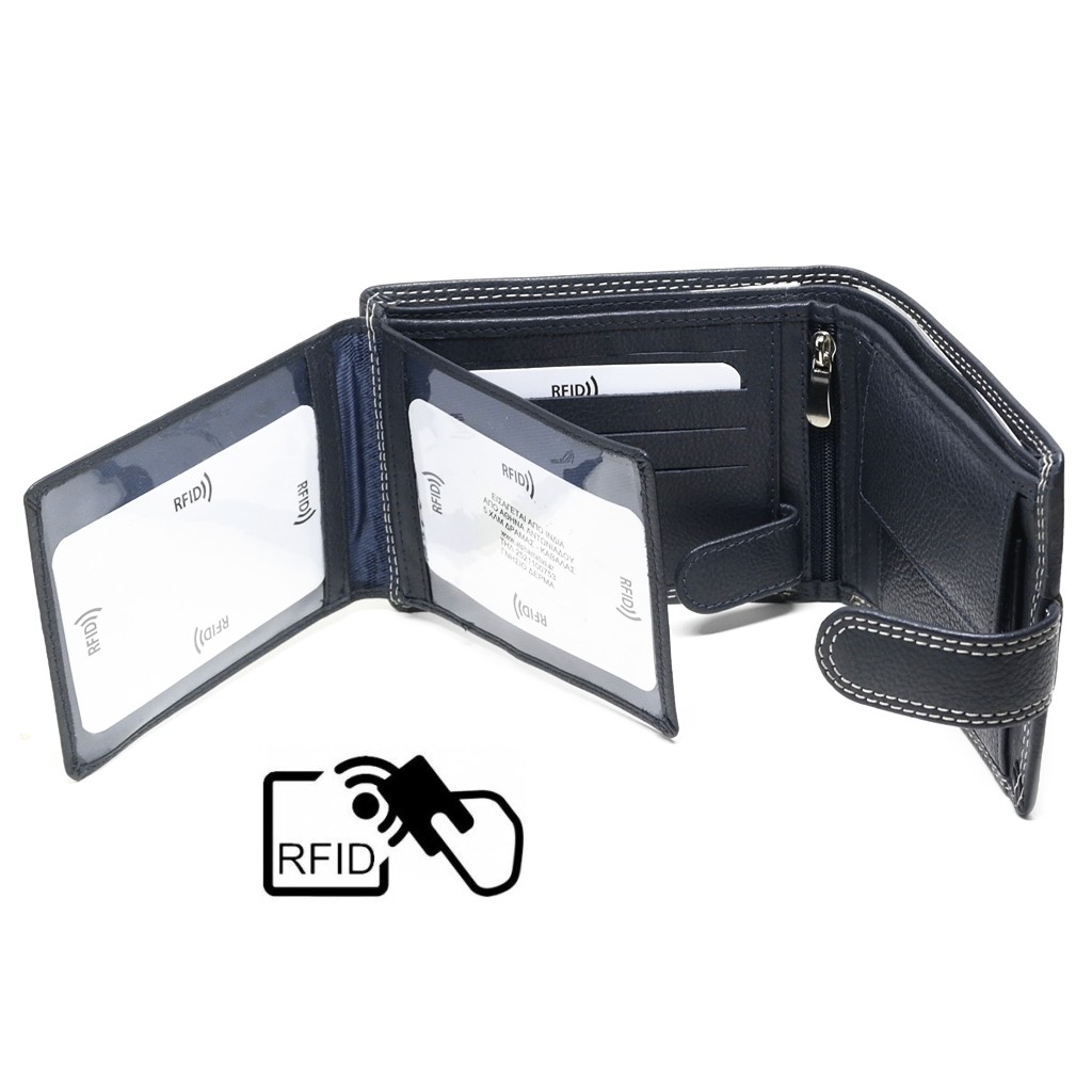 ALPHA STATUS 10111-0 RFID NAVY BLUE ΔΕΡΜΑΤΙΝΟ ΠΟΡΤΟΦΟΛΙ