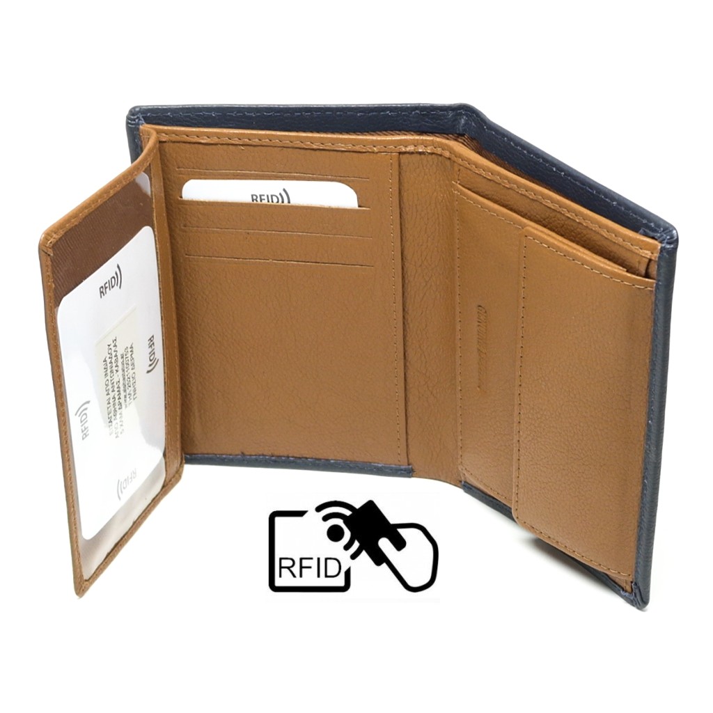 ALPHA STATUS 10104D RFID NAVY BLUE ΔΕΡΜΑΤΙΝΟ ΠΟΡΤΟΦΟΛΙ