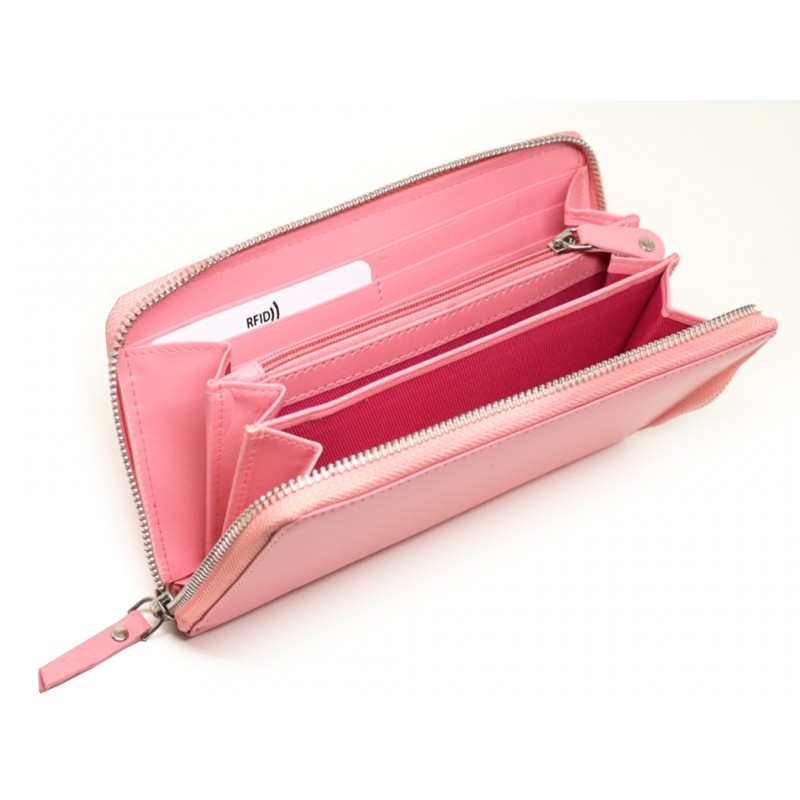MENTZO L202 LIGHT PINK RFID SELENE ΔΕΡΜΑΤΙΝΟ ΠΟΡΤΟΦΟΛΙ