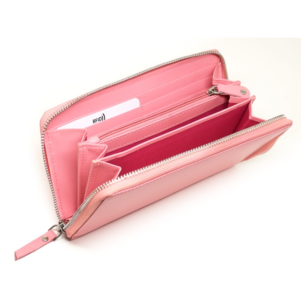 MENTZO L202 LIGHT PINK RFID SELENE ΔΕΡΜΑΤΙΝΟ ΠΟΡΤΟΦΟΛΙ
