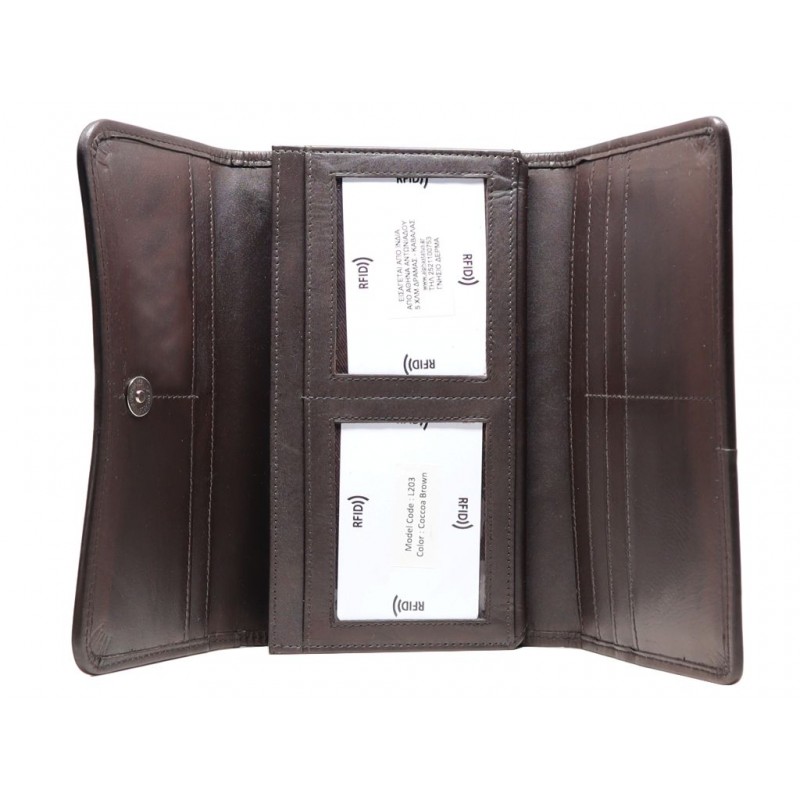 MENTZO L203 COCCOA BROWN RFID GAIA ΔΕΡΜΑΤΙΝΟ ΠΟΡΤΟΦΟΛΙ