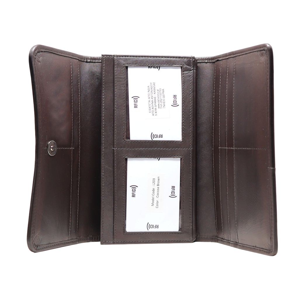 MENTZO L203 COCCOA BROWN RFID GAIA ΔΕΡΜΑΤΙΝΟ ΠΟΡΤΟΦΟΛΙ