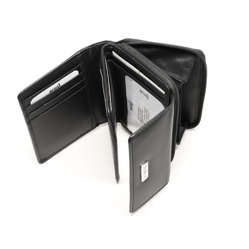 MENTZO L201 BLACK RFID CALYPSO ΔΕΡΜΑΤΙΝΟ ΠΟΡΤΟΦΟΛΙ