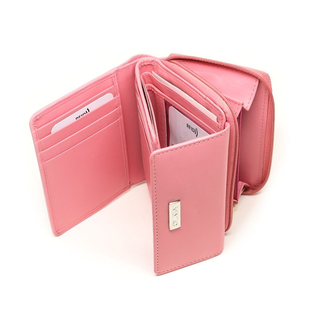 MENTZO L201 LIGHT PINK RFID CALYPSO ΔΕΡΜΑΤΙΝΟ ΠΟΡΤΟΦΟΛΙ
